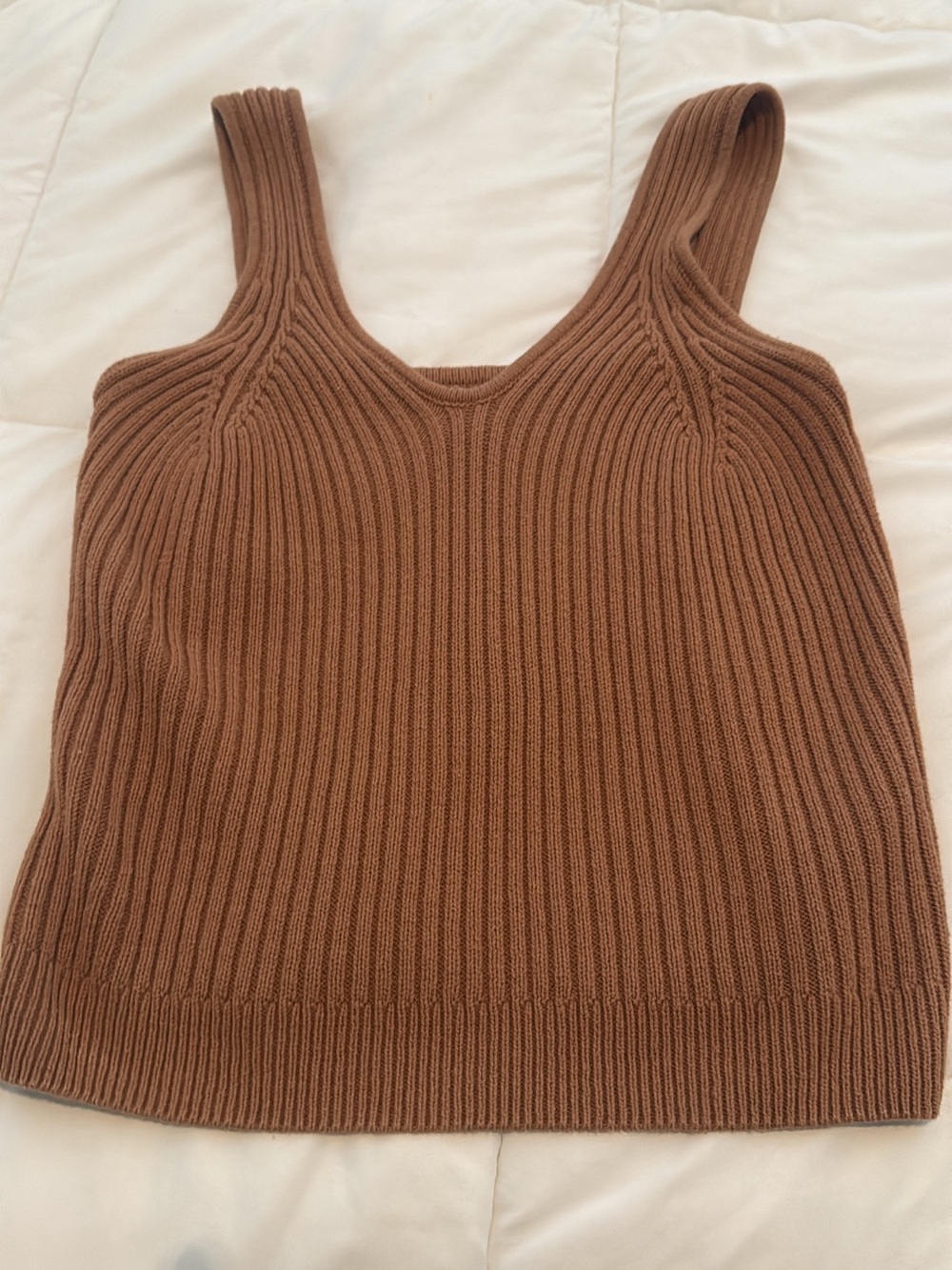 Blu Pepper Ribbed Knit Tank Top - Brown